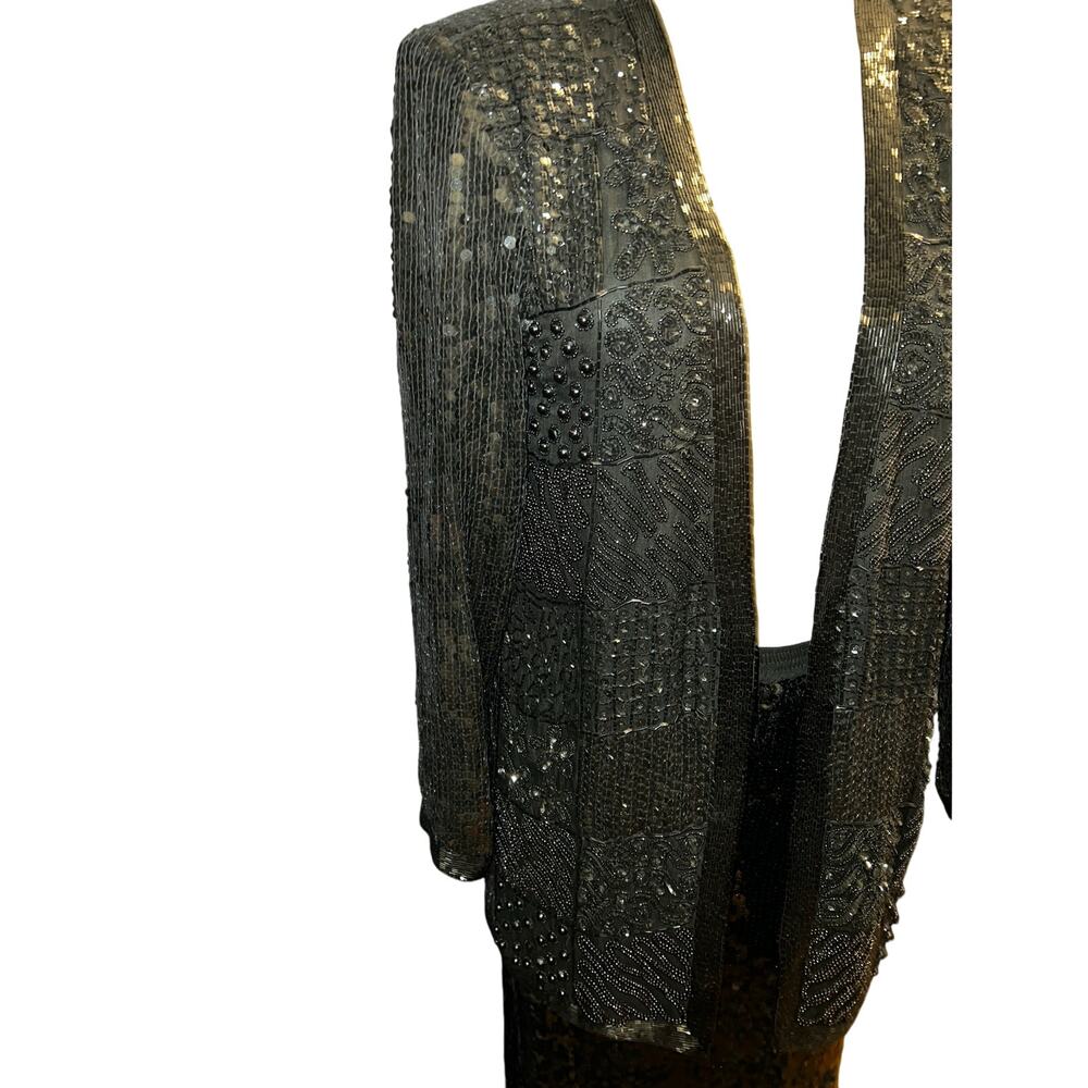 Niteline women’s 100% silk sequins beaded black blazer unknown sequins skirt - Picture 2 of 16